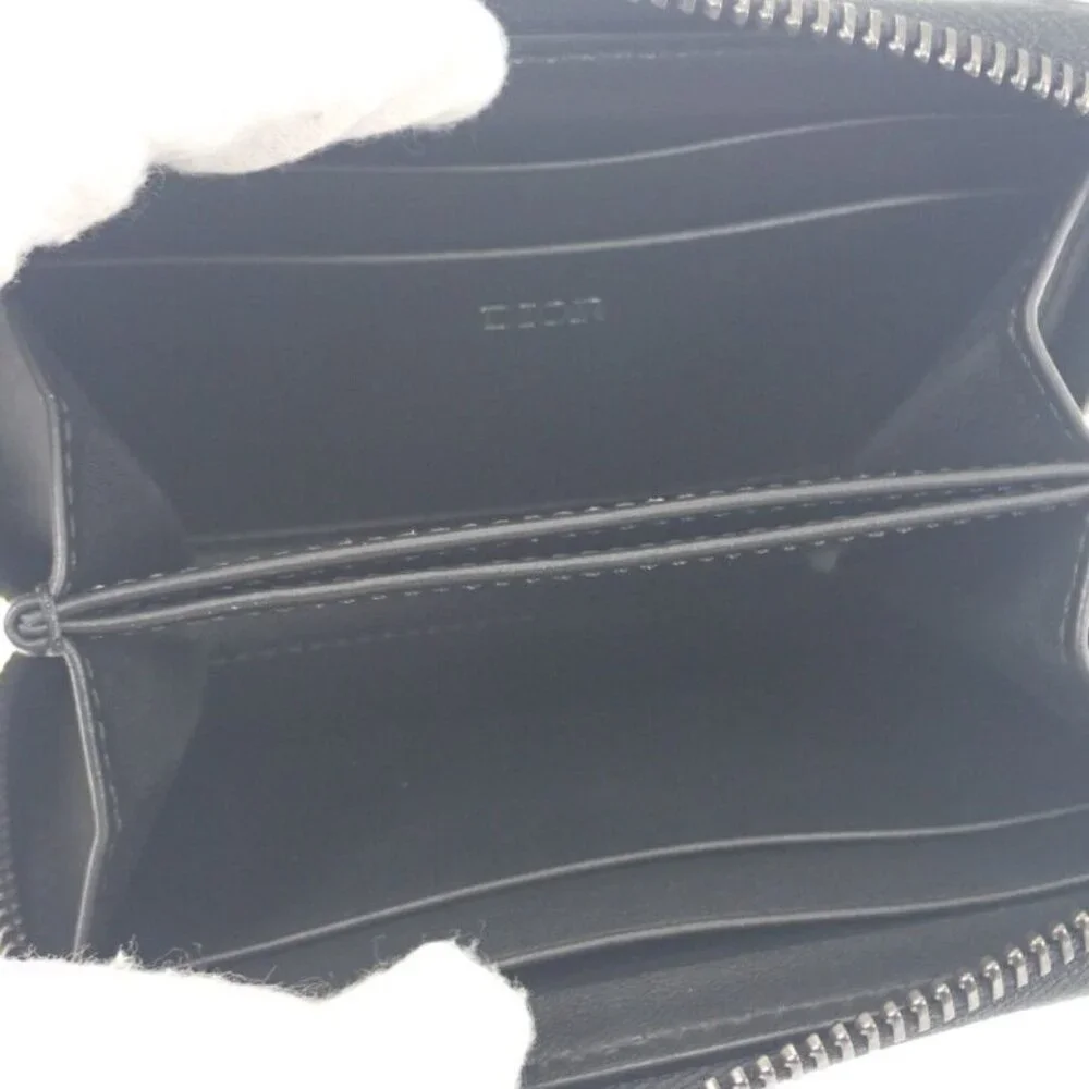 Christian Dior Gravity Zip 2 Flg h00 N Coin Case Calf Black Silver